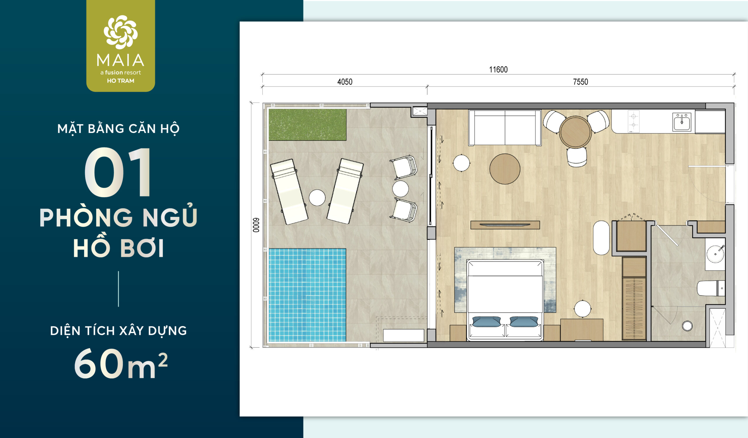 Happy Tower -1 PN + Ho boi-60m2