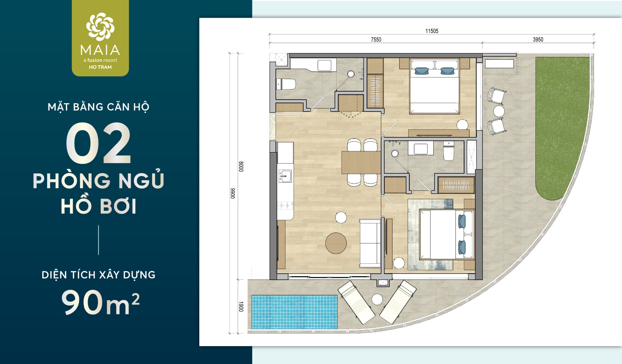Happy Tower -2 PN + Ho boi-90m2